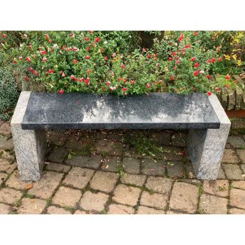 Epsom Two Tone Granite Garden Bench - Polished Top - 120x30x42cm H