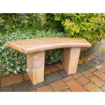 York Curved Rainbow Sandstone Garden Bench - 120 x30 x44cm H