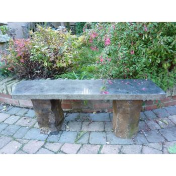 Galway Rustic Basalt Garden Bench - L120cm, 6cm Thick - Natural Finish
