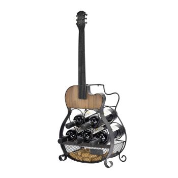82cm Guitar Wine Rack - Metal/Wood - L18 x W34 x H82 cm