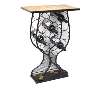 76cm Wine Rack Table - Metal/Wood - L31 x W51 x H76 cm