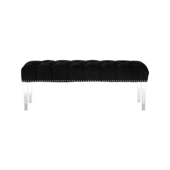 Clarence Velvet Bench - Synthetic/Textile - L47 x W130 x H45 cm - Black