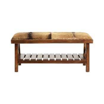 Inca Goat Hide Bench - Wood - L42 x W110 x H50 cm - Brown