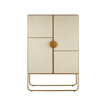 Modica Cabinet - Metal/Wood - L50 x W86 x H130 cm - White/Gold
