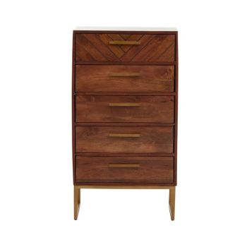 Gaya Chest - Metal/Wood - L40 x W60 x H110 cm - Gold/Natural