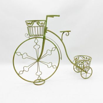 107cm Bicycle Planter - Metal - L26 x W107 x H87 cm - Leaf Green