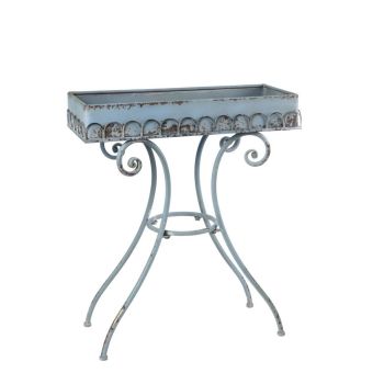 65cm Decorative Metal Garden Table - L56 x W25 x H65 cm - Blue/Gold