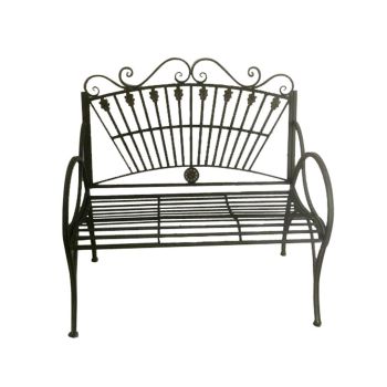 108cm Decorative Metal Garden Bench - L107 x W62 x H108 cm - Green/Gold