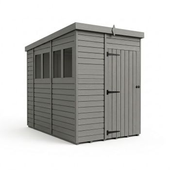 5ft x 10ft Composite Pent Garden Shed Single Door With Windows - Composite - L152 x W305 x H210 cm - Grey