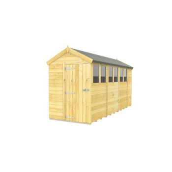 5 x 14 Feet Apex Shed - Single Door With Windows - Wood - L417 x W147 x H217 cm