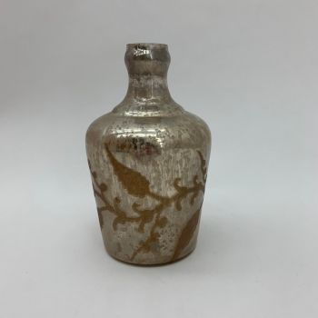9 Inch Decorative Vase - Antique Silver Glass - L13 x W13 x H23 cm