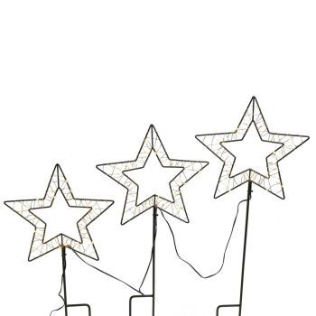 Led Black Star Garden Stake Lights (Set of 3)