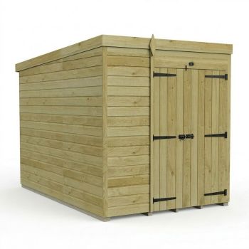 6ft x 10ft Pent Garden Shed Double Door No Windows - Pressure Treated Timber - L183 x W305 x H210 cm - Natural