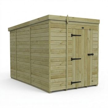6ft x 10ft Pent Garden Shed Single Door No Windows - Pressure Treated Timber - L183 x W305 x H210 cm - Natural