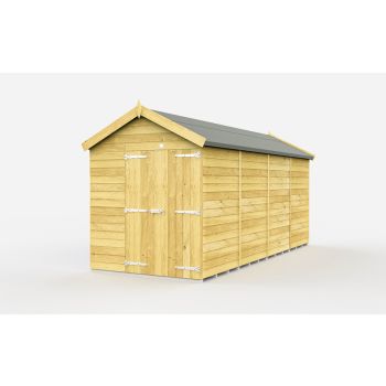 6 x 15 Feet Apex Shed - Double Door Without Windows - Wood - L454 x W175 x H217 cm