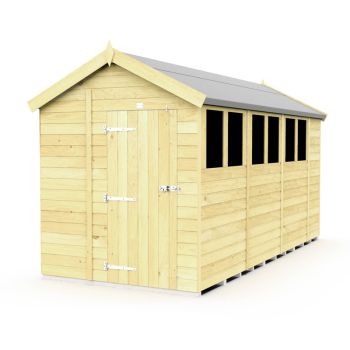 6 x 15 Feet Apex Shed - Single Door With Windows - Wood - L454 x W175 x H217 cm