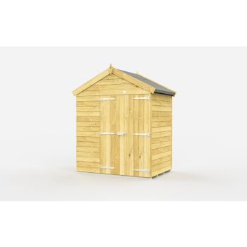 6 x 4 Feet Apex Shed - Double Door Without Windows - Wood - L127 x W175 x H217 cm