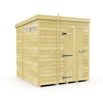 6 x 6 Feet Pent Security Shed - Single Door - Wood - L178 x W185 x H201 cm
