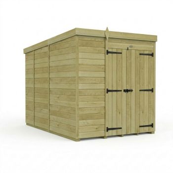 6ft x 9ft Pent Garden Shed Double Door No Windows - Pressure Treated Timber - L183 x W274 x H210 cm - Natural