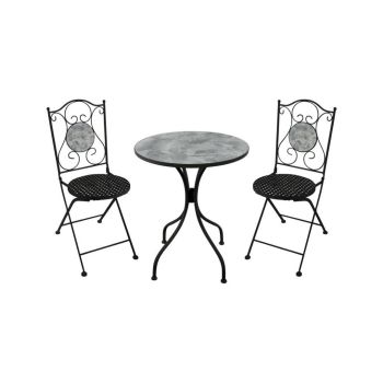 Ferne Patio Dining Set - L60 x W71 x H60 cm - Black/Grey Leaf