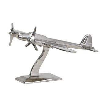 Turboprop Aeroplane Sculpture - Aluminium - L40 x W30 x H15 cm - Silver/Nickel