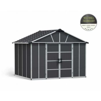 Yukon 11 x 9 Shed - Polycarbonate - L271 x W332 x H252 cm - Dark Grey