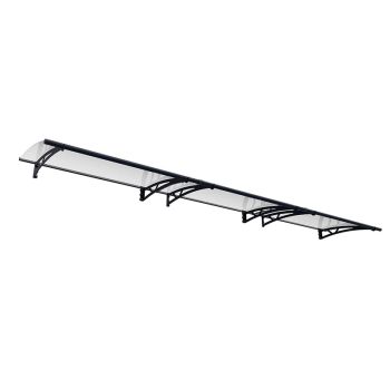 Patio Cover Altair Door Awning Canopy 4500 Clear - Acrylic - L453.5 x W91.5 x H17.5 cm - Grey