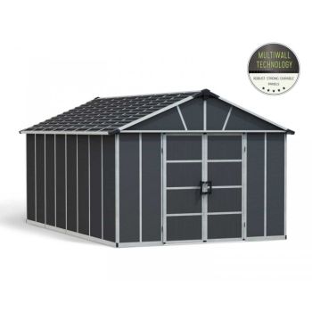 Yukon 11 x 17.2 Shed - Polycarbonate - L519 x W332 x H252 cm - Dark Grey