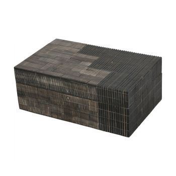 Hanson Inlay Storage Box Large - Horn - L12 x W20 x H7.2 cm - Grey/Black