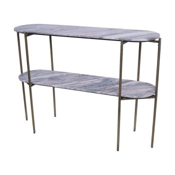 Toronto Top and Base Console Table - Iron/Marble/MDF - L33 x W111 x H79 cm - White/Brown/Grey