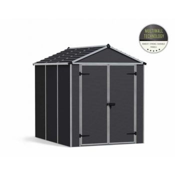 Rubicon Shed 6 x 8 Dark - Polycarbonate - L229 x W185 x H217 cm - Dark Grey