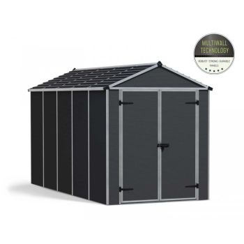 Rubicon Shed 6 x 12 Dark - Polycarbonate - L378.6 x W185 x H217 cm - Dark Grey