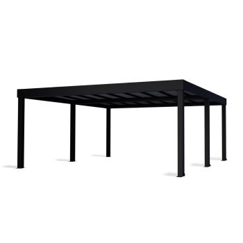 Oslo 20 x 20 Feet Carport Kit - Black Structure Grey polycarbonate Panels - L607.5 x W596.5 x H240.5 cm
