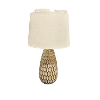 55cm Table Lamp - Oval Honeycomb/Mosaic Pattern Base - Ceramic - L33 x W33 x H55 cm