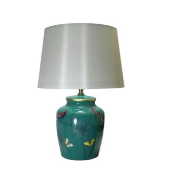 39cm Table Lamp and Shade - Ceramic - L23 x W23 x H39 cm
