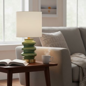 Sage Green Ceramic Table Lamp - L20 x W20 x H19 cm