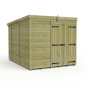 7ft x 10ft Pent Garden Shed Double Door No Windows - Pressure Treated Timber - L213 x W305 x H210 cm - Natural