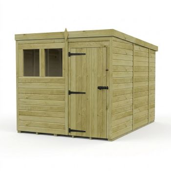 7ft x 10ft Pent Garden Shed Single Door With Windows - Pressure Treated Timber - L213 x W305 x H210 cm - Natural