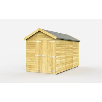 7 x 11 Feet Apex Shed - Double Door Without Windows - Wood - L329 x W214 x H217 cm