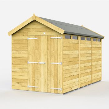 7 x 12 Feet Apex Security Shed - Double Door - Wood - L358 x W214 x H217 cm