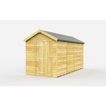 7 x 14 Feet Apex Shed - Single Door Without Windows - Wood - L417 x W214 x H217 cm