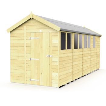 7 x 17 Feet Apex Shed - Single Door With Windows - Wood - L503 x W214 x H217 cm