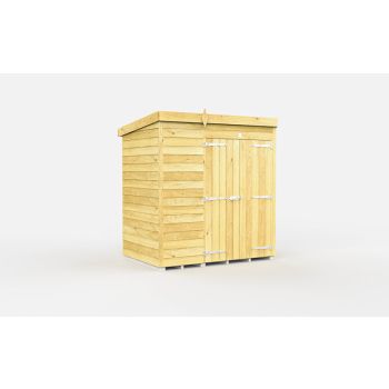 7 x 4 Feet Pent Shed - Double Door Without Windows - Wood - L118 x W214 x H201 cm