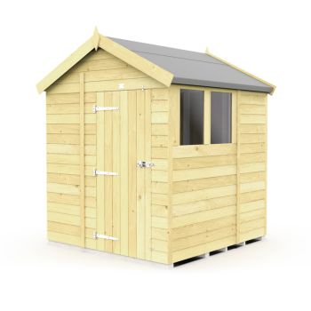 7 x 6 Feet Apex Shed - Single Door With Windows - Wood - L187 x W214 x H217 cm