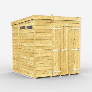 7 x 6 Feet Pent Security Shed - Double Door - Wood - L178 x W214 x H201 cm