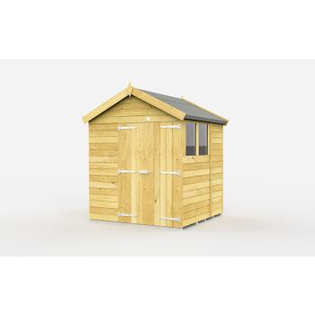 7 x 7 Feet Apex Shed - Double Door With Windows - Wood - L214 x W214 x H217 cm