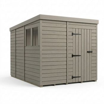7ft x 9ft Composite Pent Garden Shed Single Door With Windows - Composite - L213 x W274 x H210 cm - Grey