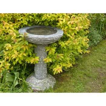 Black Limestone Garden Bird Bath - 50cm Dia x 70cm H
