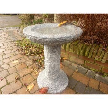 Grey Granite Garden Bird Bath - 50cm Dia x 70cm H