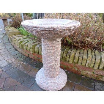 Pink Granite Garden Bird Bath - 50cm Dia x 70cm H